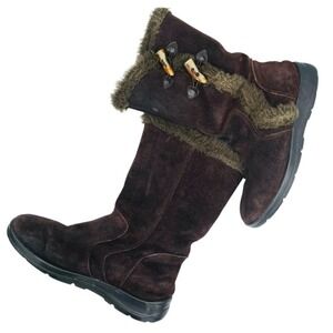 White Mountain Womens Size 7 Brown Leather Boots Fur